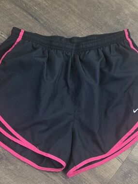 Nike Women's Black Athletic Shorts with Hot Pink Trim
